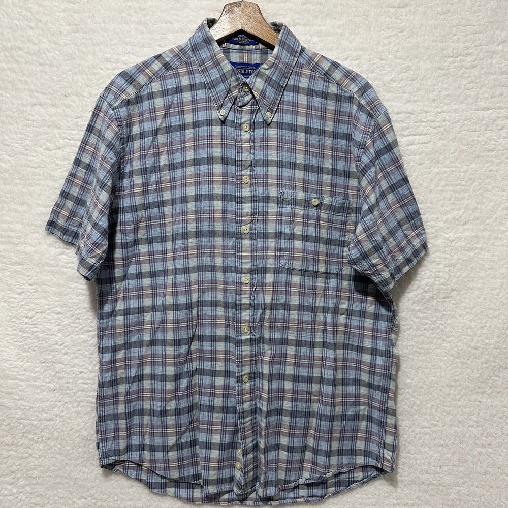 Pendleton Men's Oceanside Short Sleeve Plaid Shirt Button Down Size Large